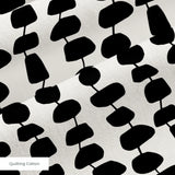 Atomic Stack in Ivory — atomic stack print, in black forms on a bright ivory ground, the reverse of the Ebony colorway