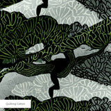 Twilight Grove in Moss — twilight grove print, in sage green and slate blue over a misty ground