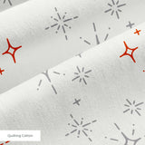 Retro Starburst in Ivory — retro starburst print, in coral and grey stars on a soft ivory ground