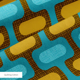 Mod Waves in Laguna Beach — mod waves print, in golden mustard pods on a bright lagoon teal ground
