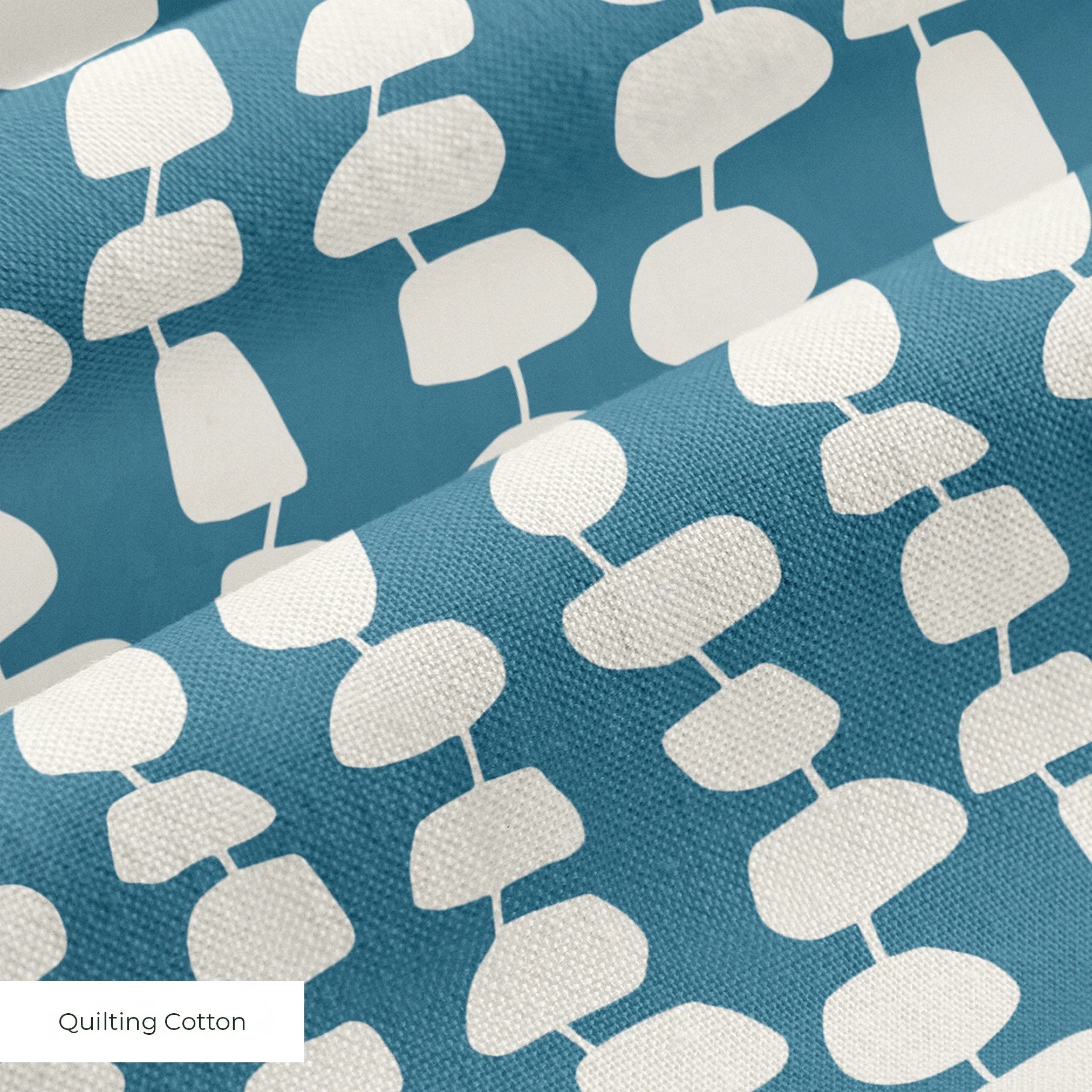 Atomic Stack in Slate — atomic stack print, in white forms on a dusty slate blue ground