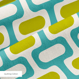 Mod Waves in Los Feliz — mod waves print, in chartreuse and gold pods on a turquoise ground