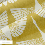 Egret of Joy in Oro Domino — egret of joy print, in antique gold on bone, a lighter domino colorway