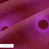 Retro Starburst in Plum — retro starburst print, in deep plum glowing out into magenta and violet halos