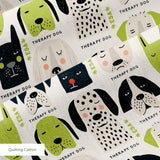 Good Dogs Club in Avocado — good dogs club print, in cream and black dogs with avocado green accents on a soft cream ground, small scale