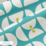 Geometric Martini Mod in Teal — geometric martini mod print, in clear teal and turquoise with cream capsules and a coral center