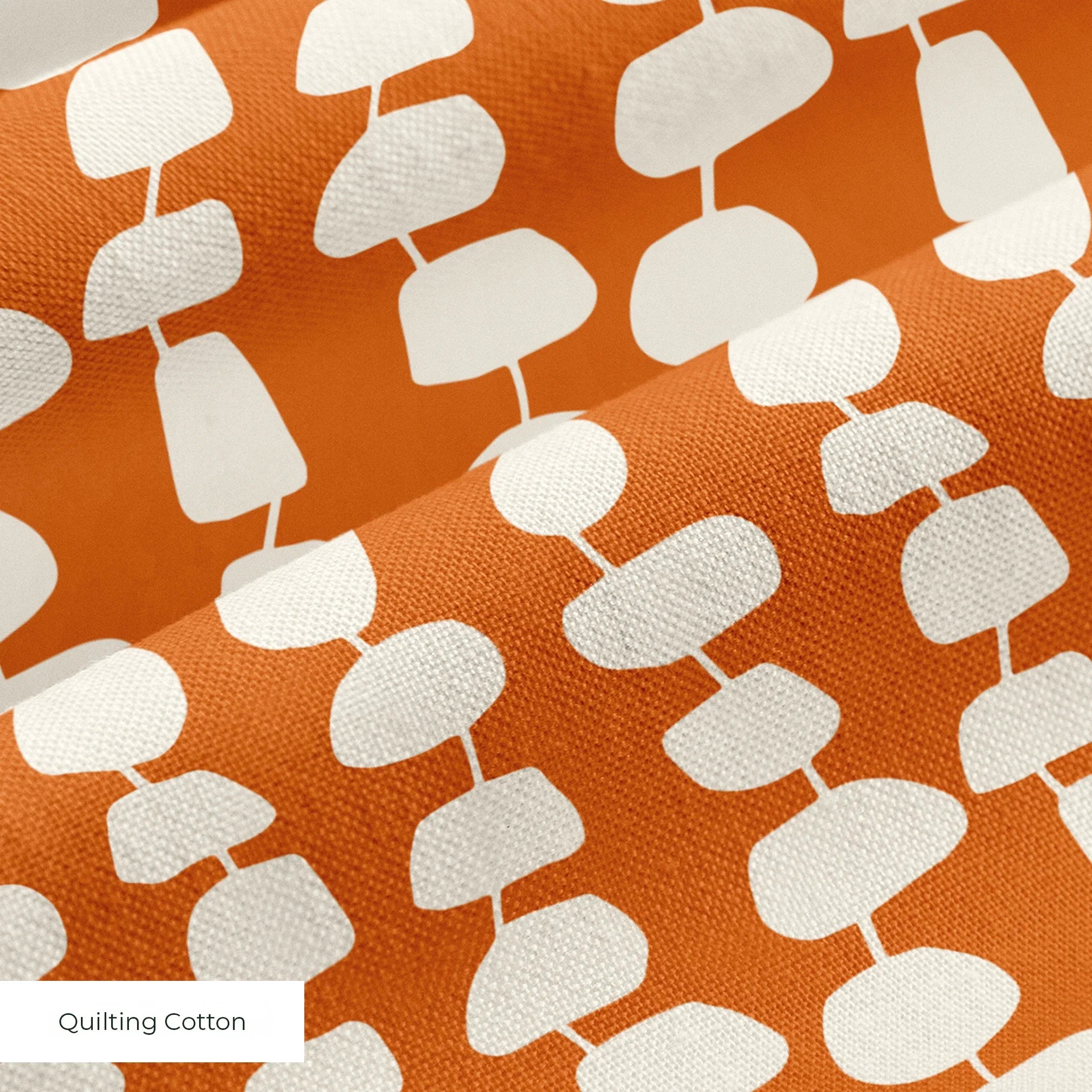 Atomic Stack in Persimmon — atomic stack print, in white forms on a warm persimmon orange ground