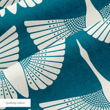 Egret of Joy in Teal — egret of joy print, in bright white on a deep petrol teal ground