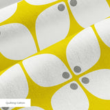Square Mod in Yellow — square mod print, in chrome yellow with a pale center on bright white