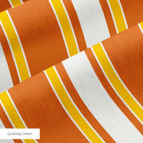 Mod Stripes in Orange — mod stripes print, in bright orange and coral with a golden edge on ivory