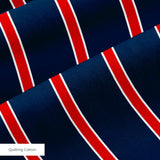 Mod Stripes in Regiment — mod stripes print, in navy and crimson red separated by crisp white