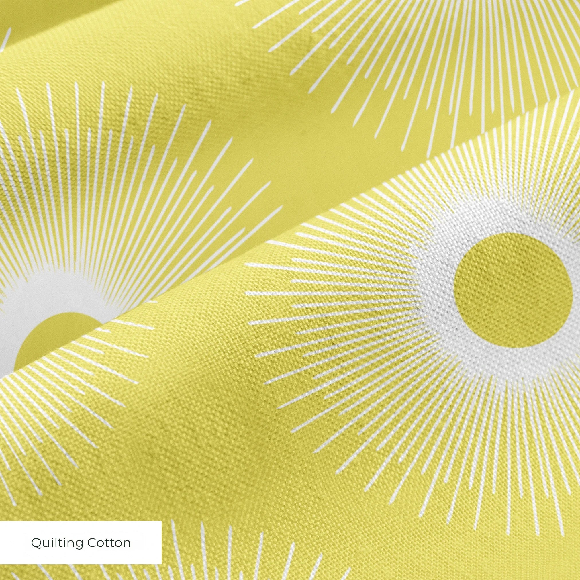 Retro Sunburst in Lemon — retro sunburst print, in soft lemon yellow with a creamy white core