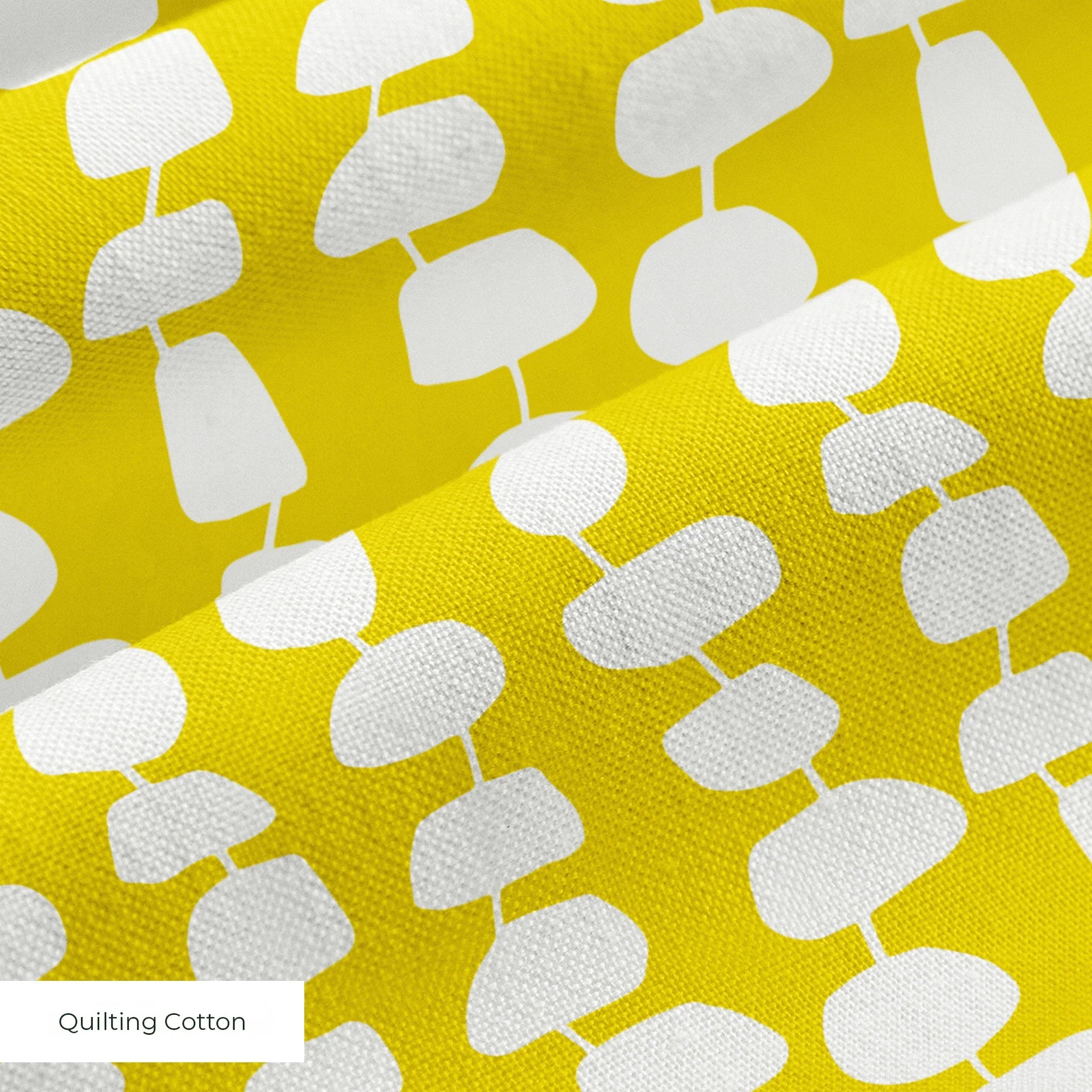 Atomic Stack in Mustard — atomic stack print, in white forms on a bright mustard yellow ground