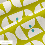 Geometric Martini Mod in Chartreuse — geometric martini mod print, in chartreuse and olive with cream capsules and a golden center