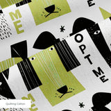 Adopt Me Mid Mod Dog in Avocado — adopt me mid mod dog print, in avocado green, black and cream on a warm bone ground