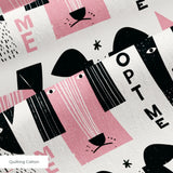 Adopt Me Mid Mod Dog in Petal — adopt me mid mod dog print, in blush pink, black and cream on a warm bone ground