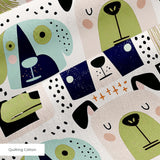 Rescued & Ready in Petal — rescued & ready print, in blush pink and slate blocks with cream and black dogs