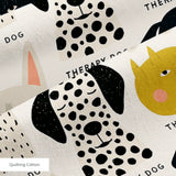 Good Dogs Club in Gold — good dogs club print, in cream and black dogs with golden mustard accents on a soft cream ground