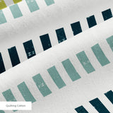 Measured Lines in Cooling Trend — measured lines print, moving through olive, teal, deep navy and pale ice blue