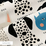 Good Dogs Club in Slate — good dogs club print, in cream and black dogs with slate blue accents on a soft cream ground