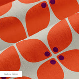 Square Mod in Fire — square mod print, in scorched coral red on oatmeal