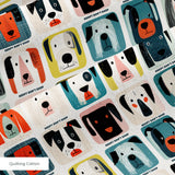 Modern Mutt Parade — modern mutt parade print, in red, teal, mustard and pink blocks against cream and black, small scale