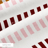 Measured Lines in Warming Trend — measured lines print, moving through coral, pink, deep berry, gold and warm orange