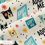 Retro Rescue Dogs — retro rescue dogs print, in teal, cream and red on a soft cream ground, small scale