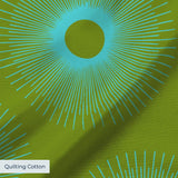 Retro Sunburst in Green and Teal — retro sunburst print, in deep forest green shading into bright teal