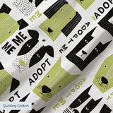 Adopt Me Mid Mod Dog in Avocado — adopt me mid mod dog print, in avocado green, black and cream on a warm bone ground, small scale
