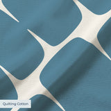 Atomic Bricks in Slate — atomic bricks print, in dusty slate blue with a bone grid