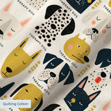 Good Dogs Club in Gold — good dogs club print, in cream and black dogs with golden mustard accents on a soft cream ground, small scale