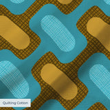 Mod Waves in Laguna Beach — mod waves print, in golden mustard pods on a bright lagoon teal ground