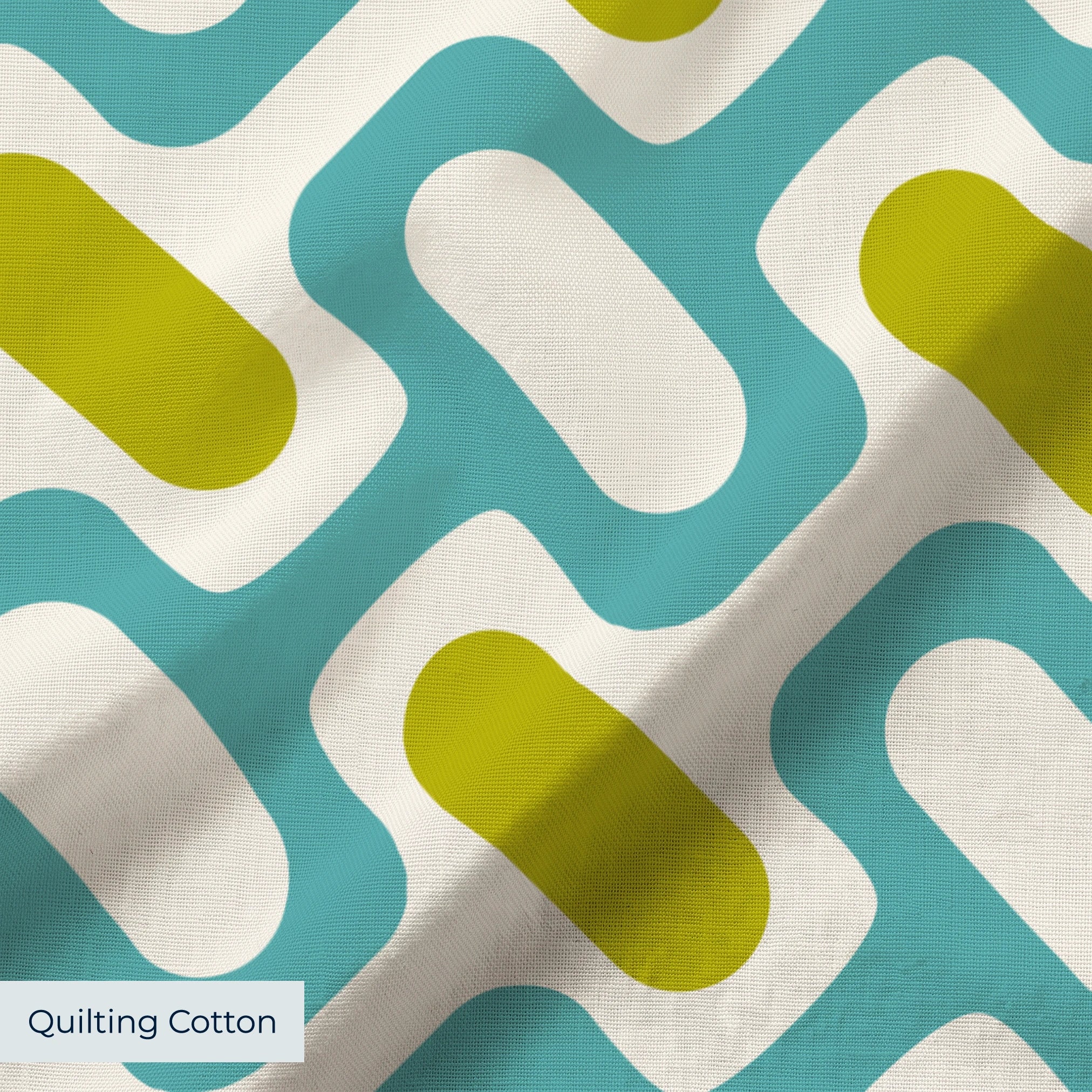 Mod Waves in Los Feliz — mod waves print, in chartreuse and gold pods on a turquoise ground