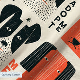 Adopt Me Mid Mod Dog in Persimmon — adopt me mid mod dog print, in persimmon orange, black and cream on a warm bone ground
