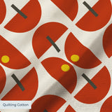 Geometric Martini Mod in Ruby — geometric martini mod print, in ruby red and rust with cream capsules and a golden center
