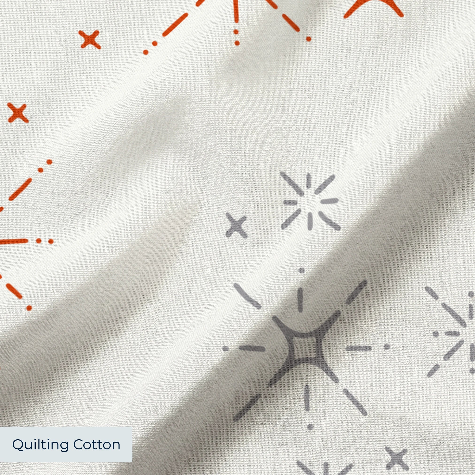 Retro Starburst in Ivory — retro starburst print, in coral and grey stars on a soft ivory ground