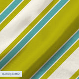 Mod Stripes in Chartreuse — mod stripes print, in chartreuse and turquoise on ivory