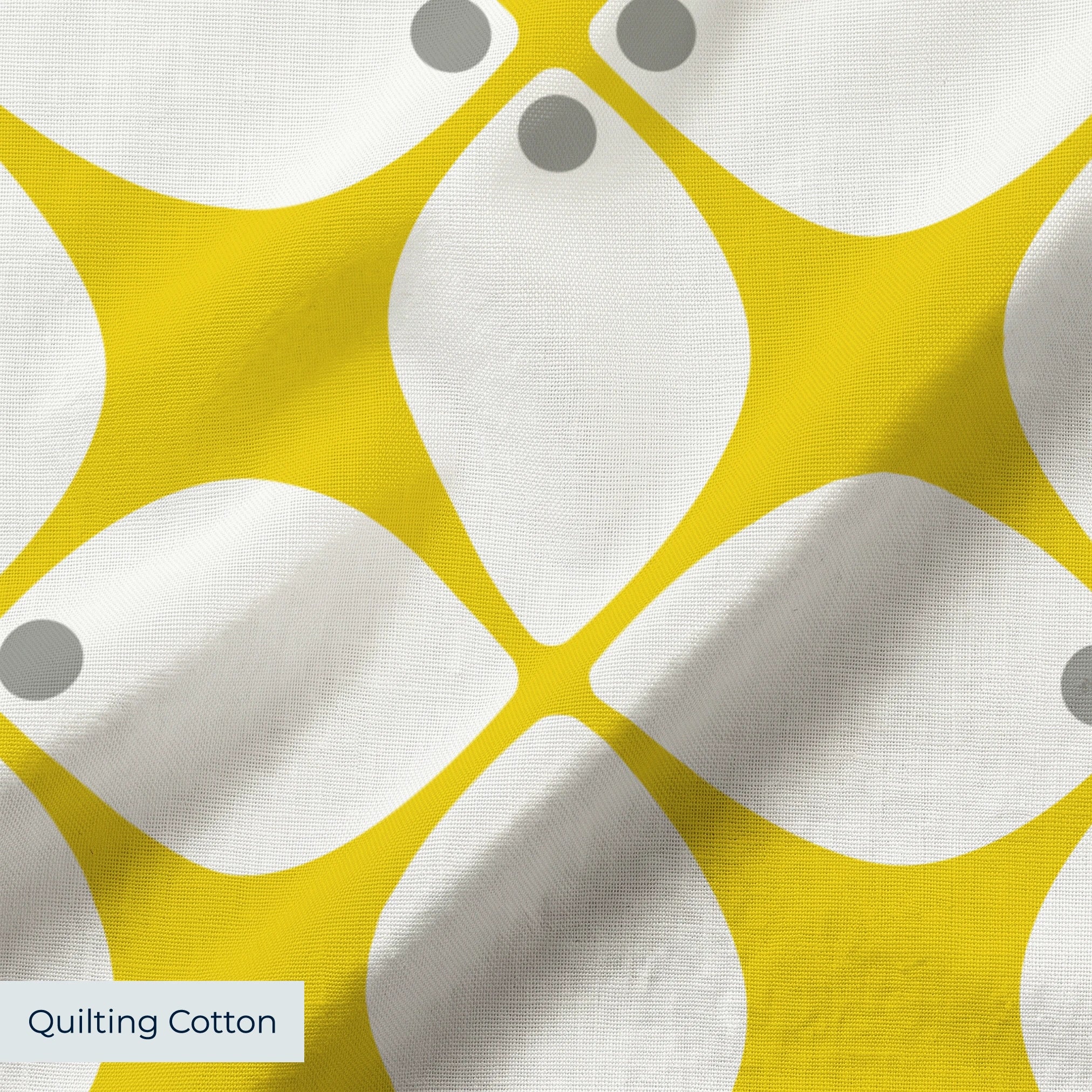 Square Mod in Yellow — square mod print, in chrome yellow with a pale center on bright white