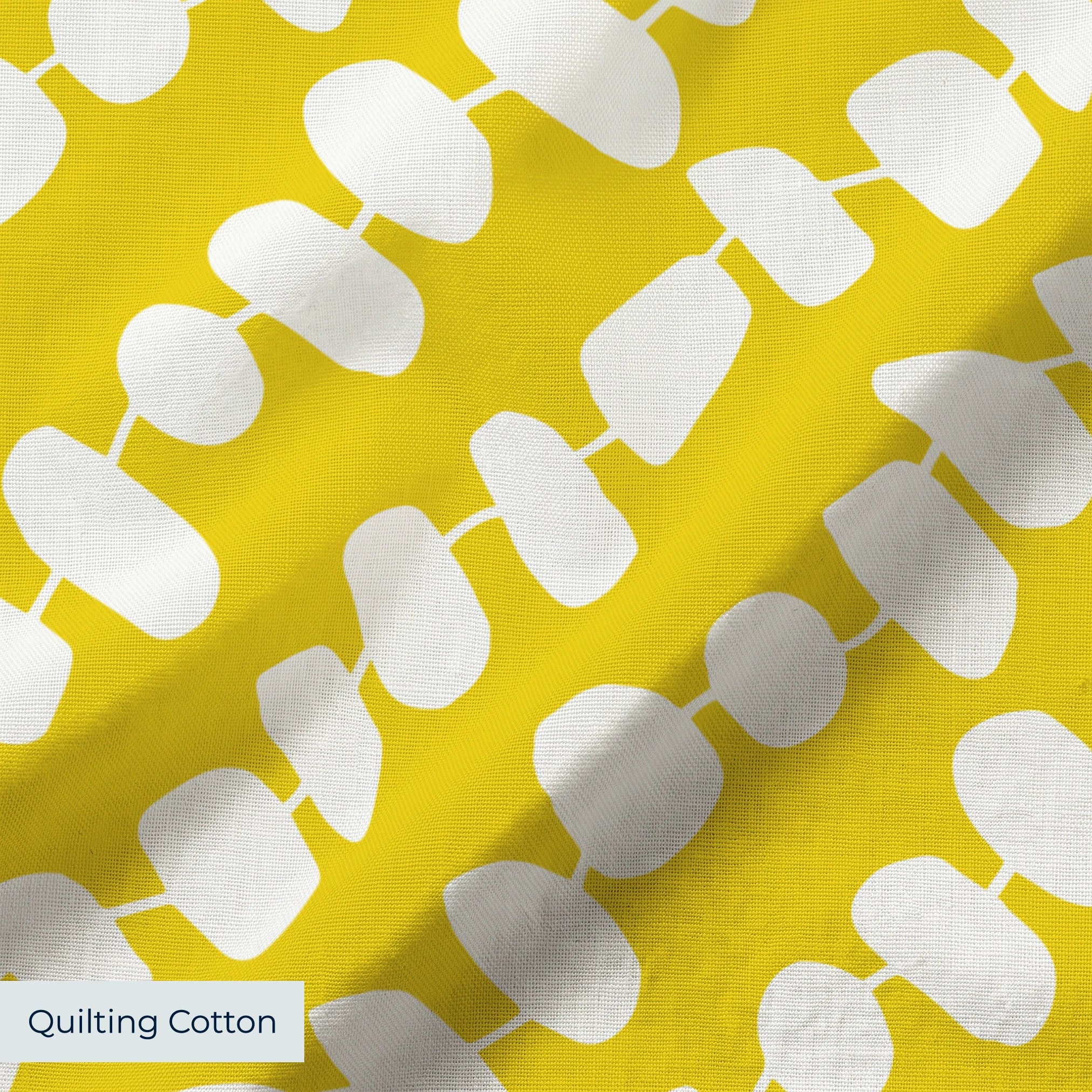 Atomic Stack in Mustard — atomic stack print, in white forms on a bright mustard yellow ground