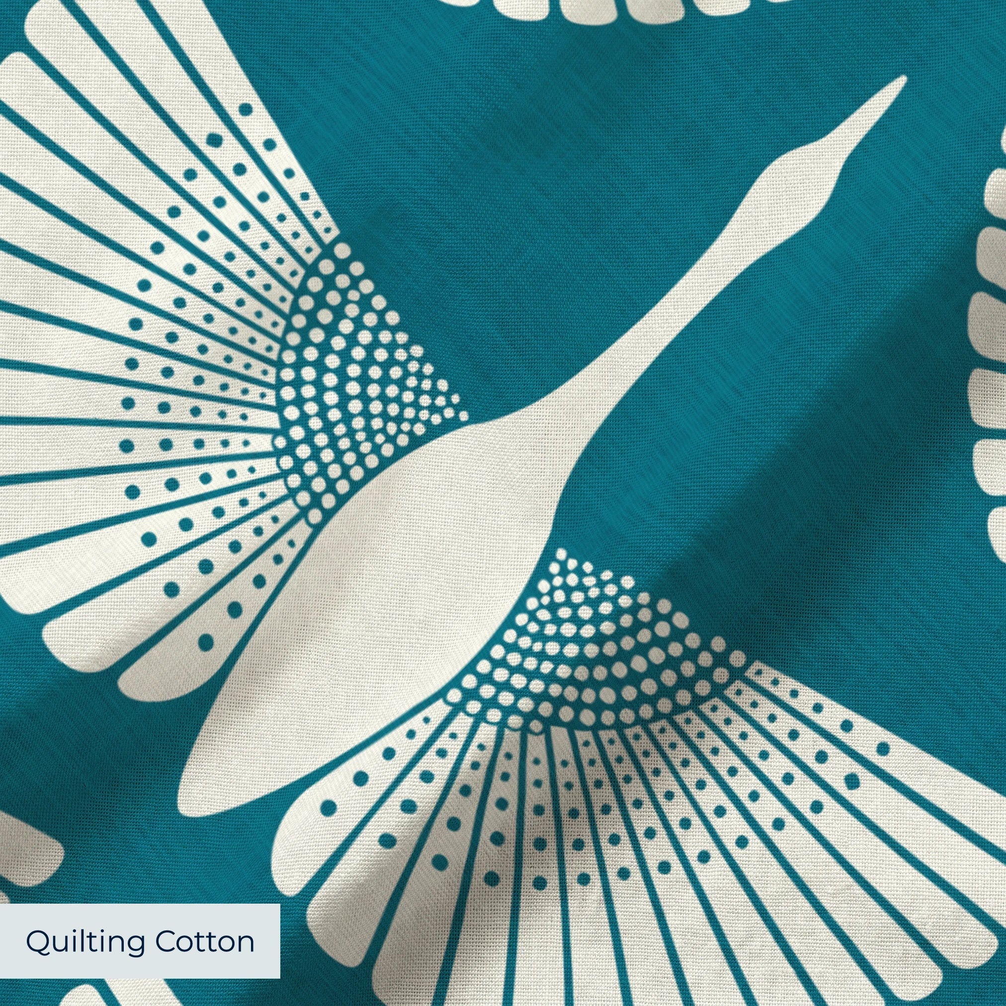 Egret of Joy in Teal — egret of joy print, in bright white on a deep petrol teal ground