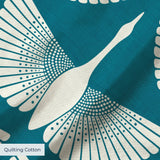 Egret of Joy in Teal — egret of joy print, in bright white on a deep petrol teal ground