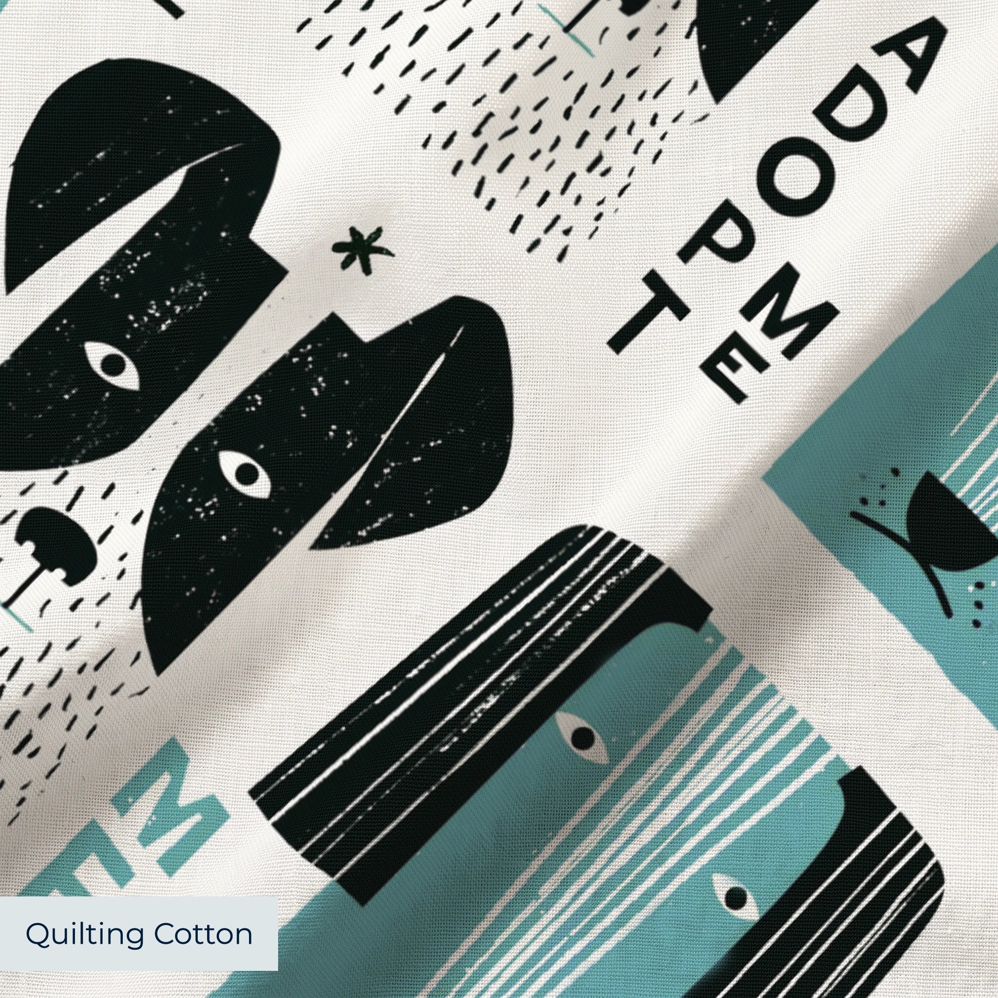 Adopt Me Mid Mod Dog in Teal — adopt me mid mod dog print, in turquoise teal, black and cream on a warm bone ground