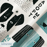 Adopt Me Mid Mod Dog in Teal — adopt me mid mod dog print, in turquoise teal, black and cream on a warm bone ground