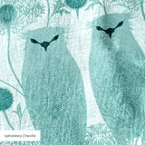 Art deco owls pattern in teal and cream with geometric floral elements