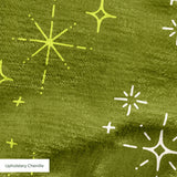 Retro Starburst in Avocado — retro starburst print, in cream and white stars on a deep avocado ground