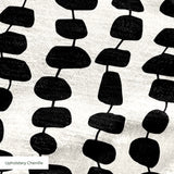 Atomic Stack in Ivory — atomic stack print, in black forms on a bright ivory ground, the reverse of the Ebony colorway