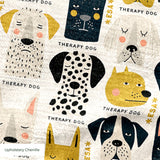 Good Dogs Club in Gold — good dogs club print, in cream and black dogs with golden mustard accents on a soft cream ground, small scale