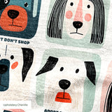 Modern Mutt Parade — modern mutt parade print, in red, teal, mustard and pink blocks against cream and black