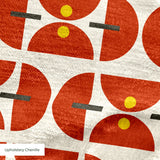 Geometric Martini Mod in Ruby — geometric martini mod print, in ruby red and rust with cream capsules and a golden center